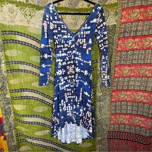 NWT Tracy Reese x Anthropologie Ikat High Low Tee Blue Dress Size Extra Small